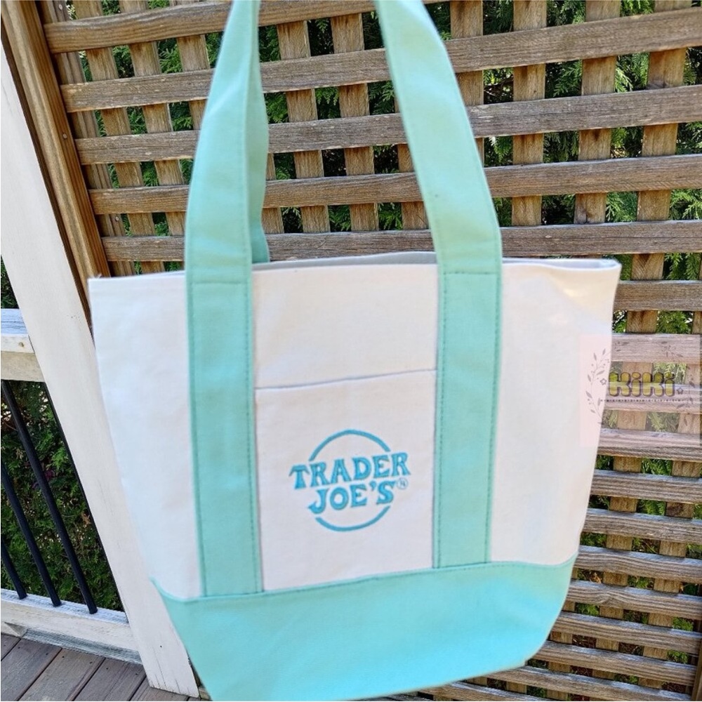 SOLD OUT! NWT Viral Trader Joe’s Mini Tote Bag Pastel Canvas - Mint Green